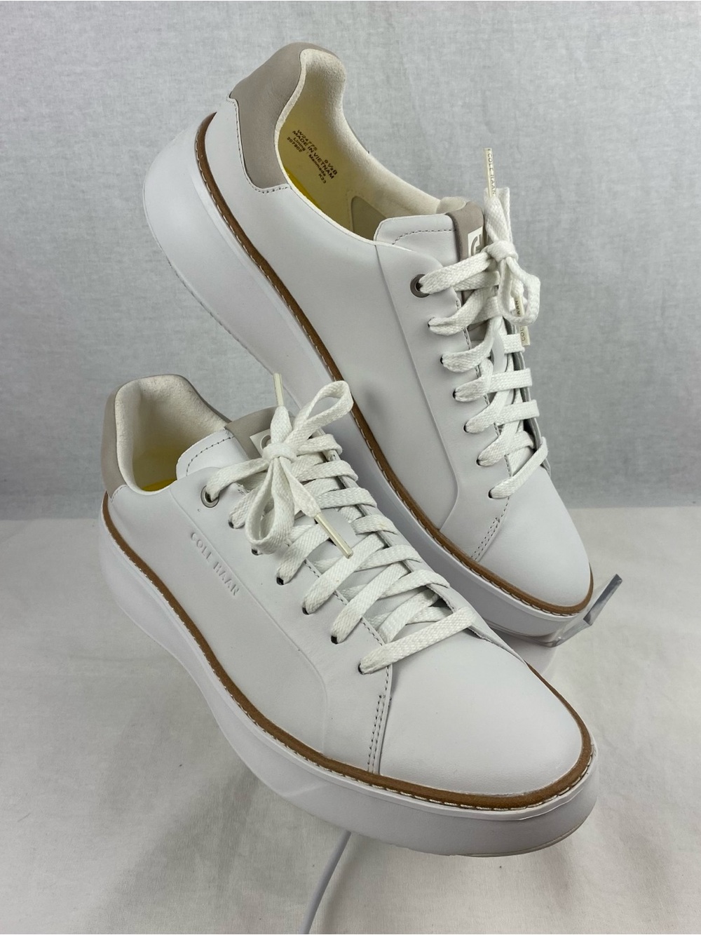 Cole Haan Women’s White Leather 360 Top Spin Sneakers with Tan Trim. 9.5 - Picture 3 of 13